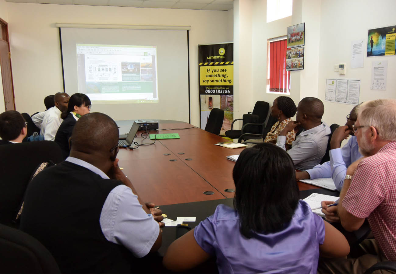 Chint Headquarters team together with Chint Meter team Uganda presenting on meters and vending systems at UMEME - Uganda